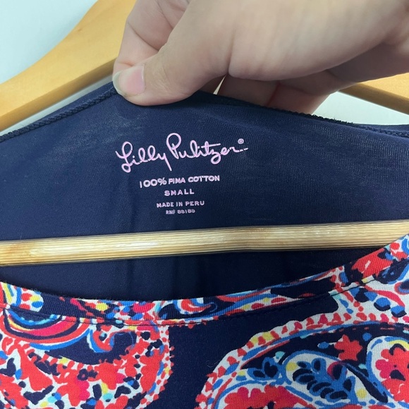 Lilly Pulitzer Halibut Bailey navy colorful cotton long sleeve tee size small - Picture 3 of 8